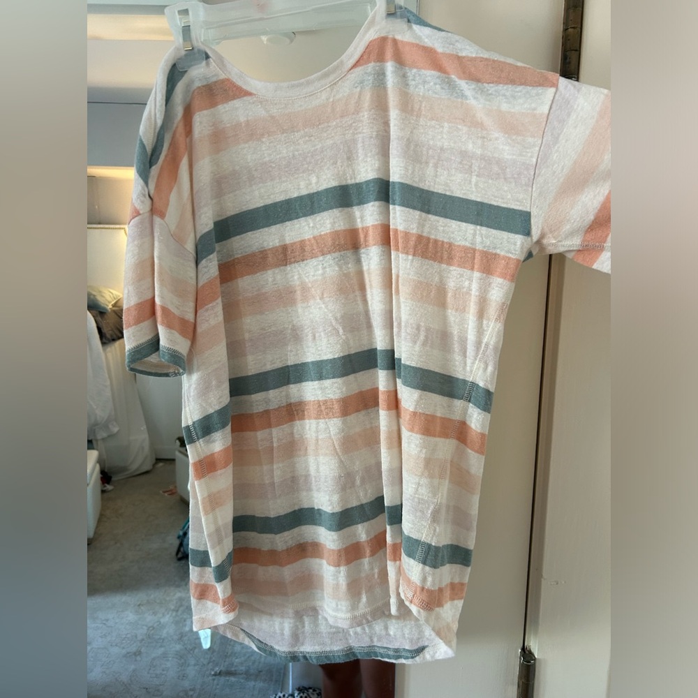Striped T-Shirt in Peach and Gray